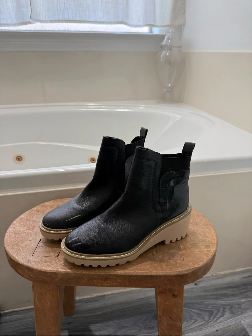 Women’s Black Chelsea Lug Sole Boot with Contrast Sole
